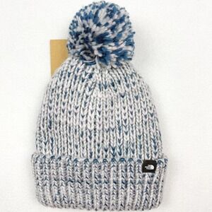 The North Face TNF Girls Cozy Chunky Fleece LIned Beanie Grey/Teal One Size Kids